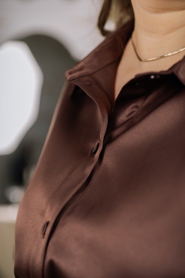 Рубашка коричневого цвета с поясом Braslava(фото4)