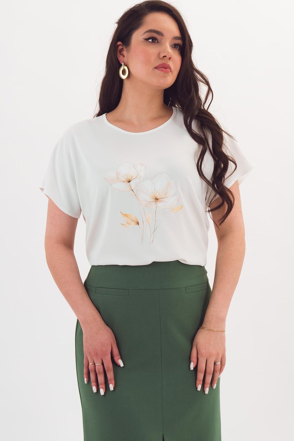 Блузка молочного цвета с коротким рукавом Braslava