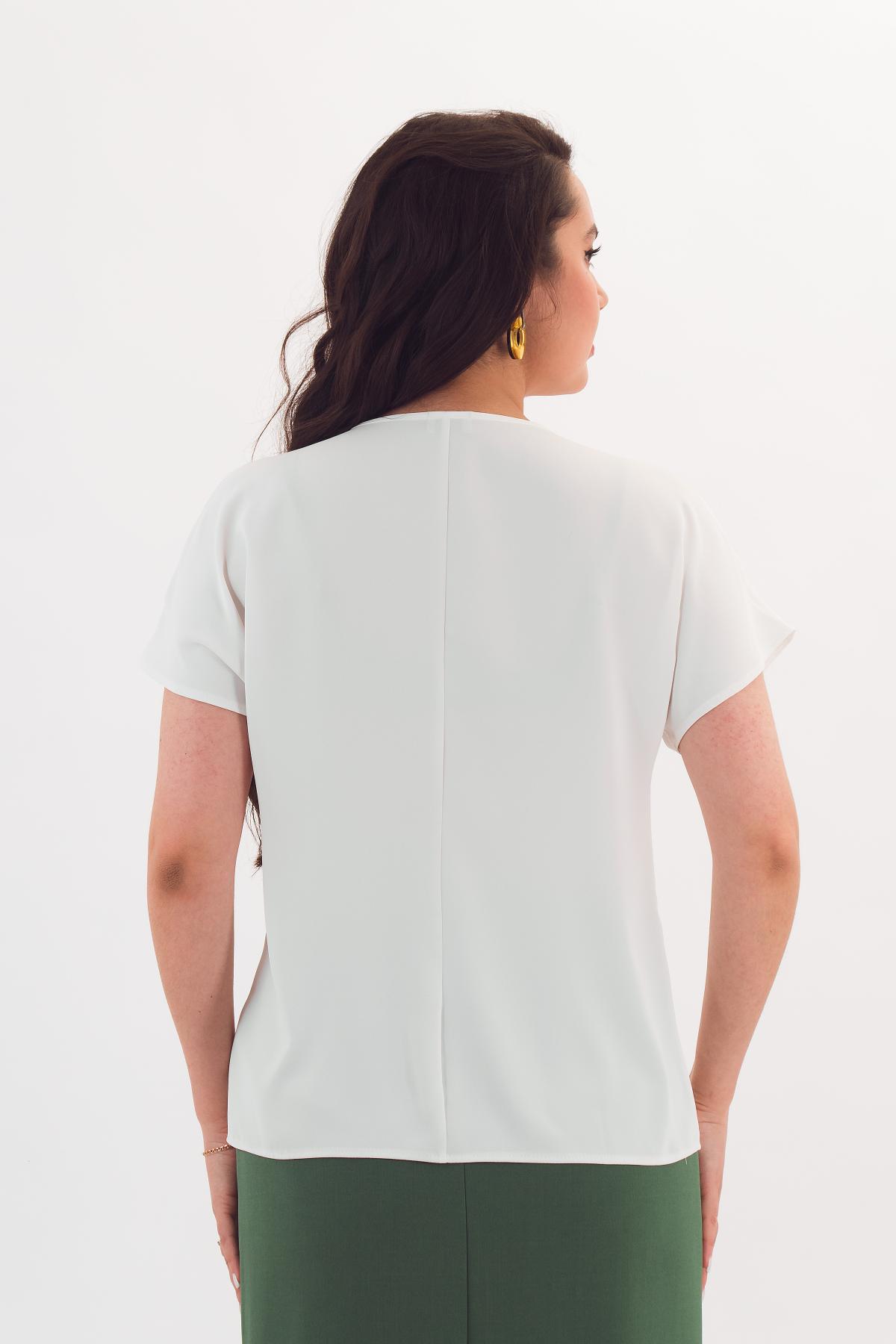 Блузка молочного цвета с коротким рукавом Braslava(фото5)