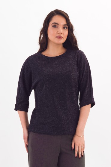 Джемпер трикотажный тёмно-синий с люрексом Braslava(фото3)