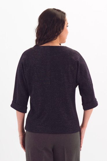 Джемпер трикотажный тёмно-синий с люрексом Braslava(фото6)