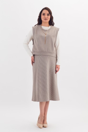 Жилет коричневый с принтом елочка Braslava(фото2)