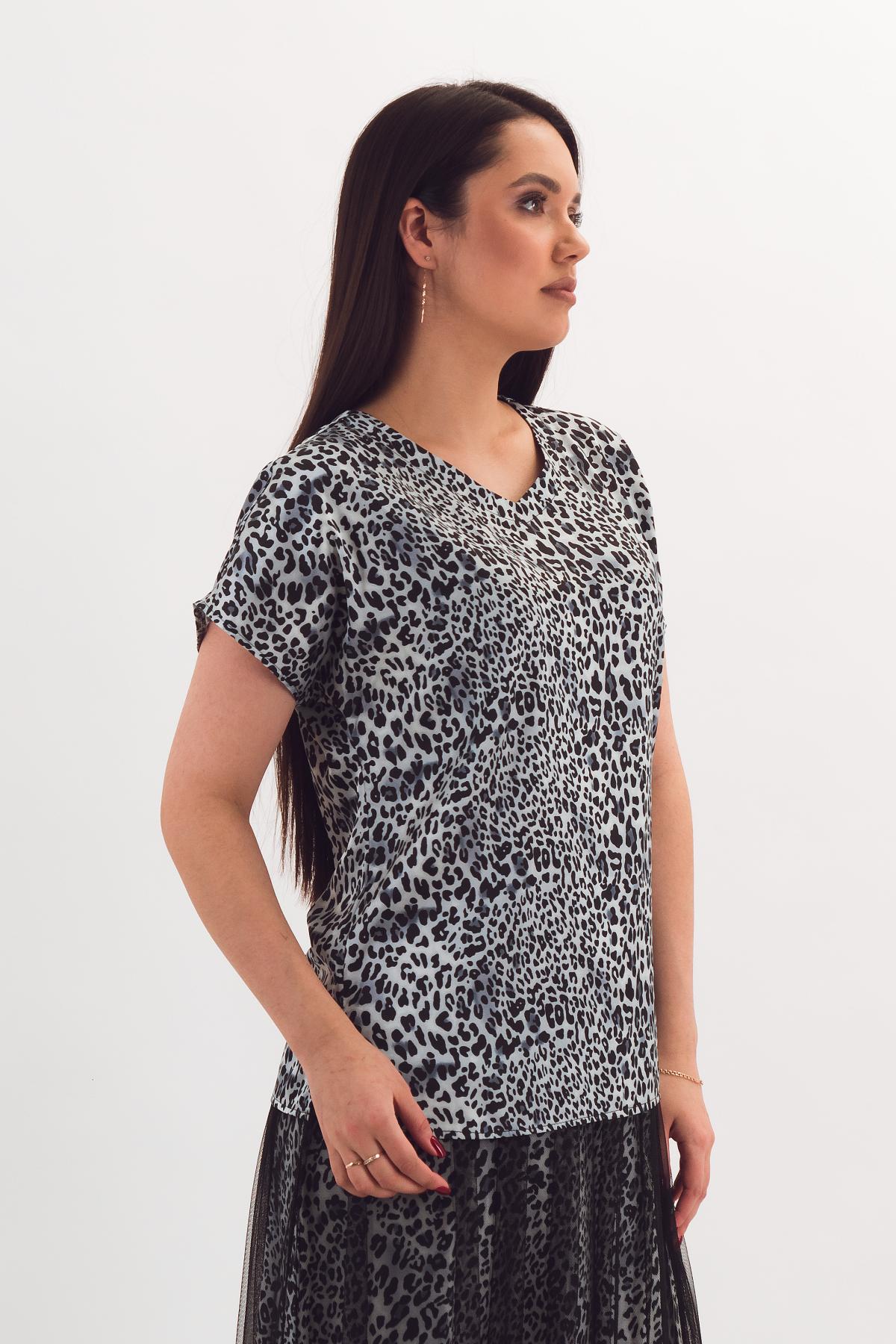 Блузка серая с леопардовым принтом Braslava(фото4)
