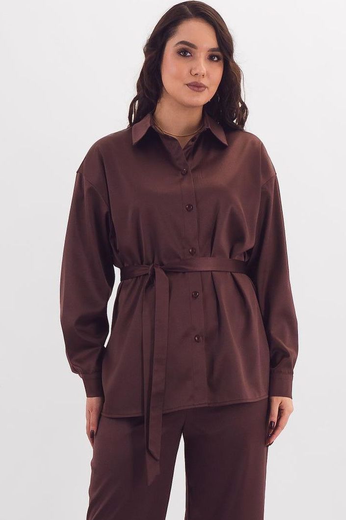 Рубашка коричневого цвета с поясом Braslava