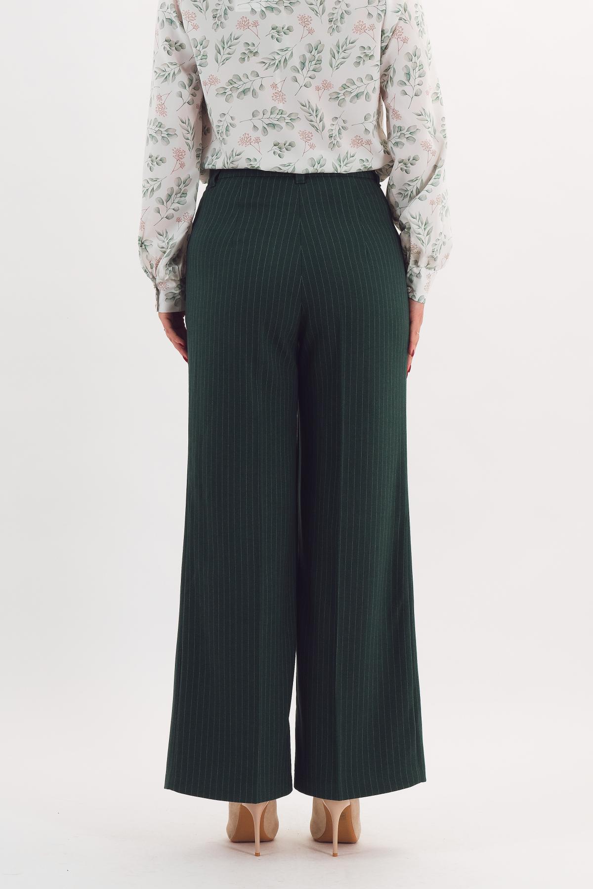 Брюки классические тёмно-зелёные в полоску Braslava(фото5)