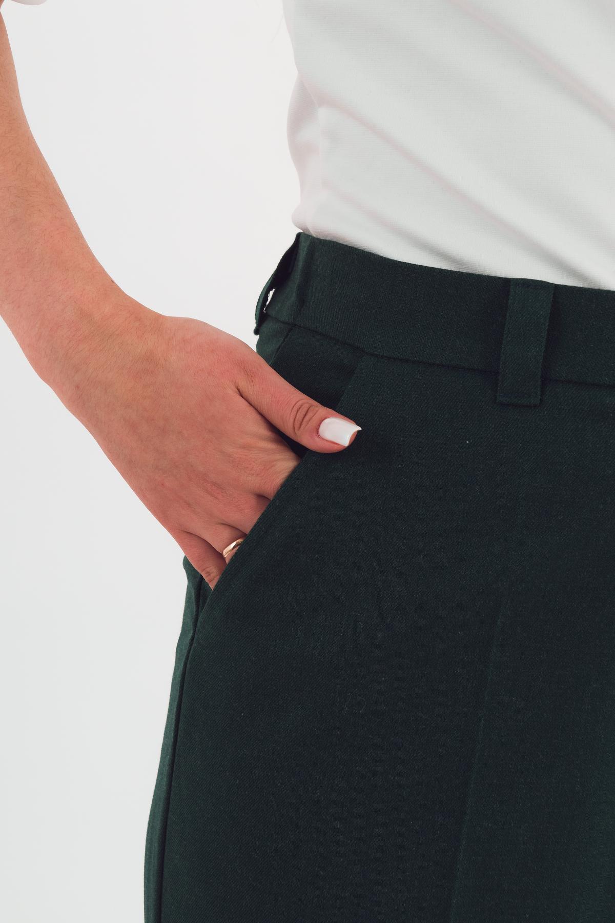 Брюки классические тёмно-зелёного цвета Braslava(фото4)