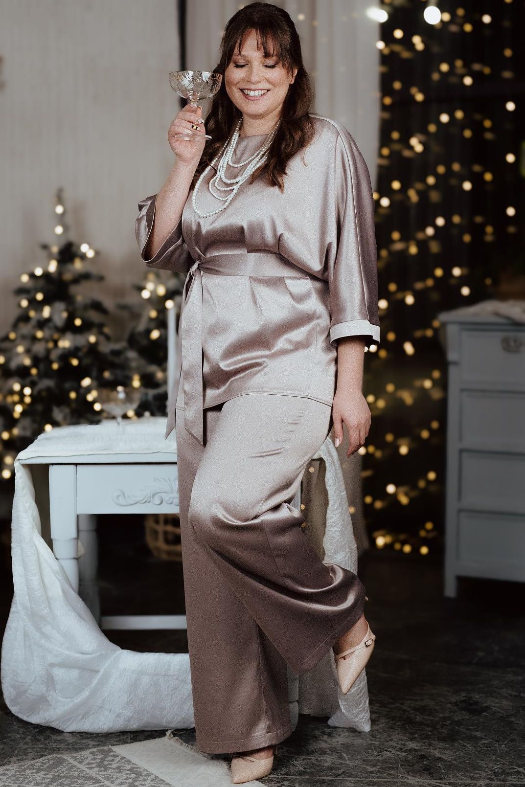 Брюки-палаццо светло-серого цвета Braslava(фото2)