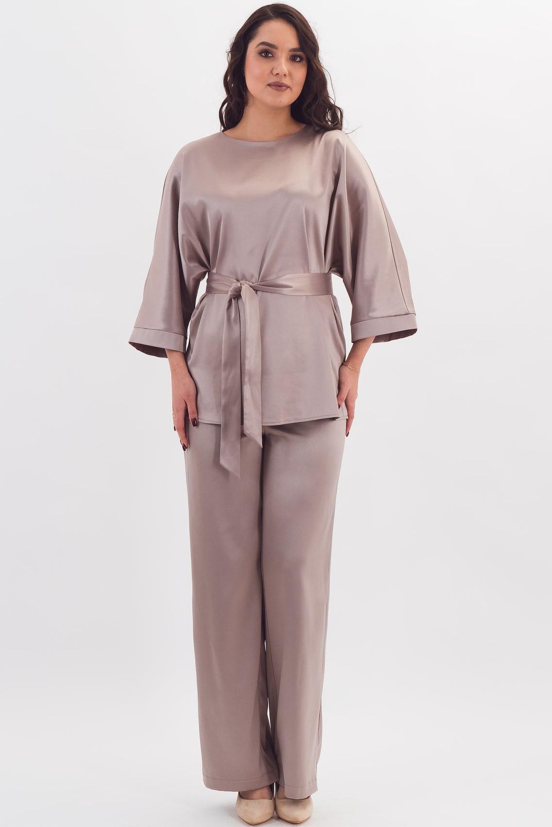 Брюки-палаццо светло-серого цвета Braslava