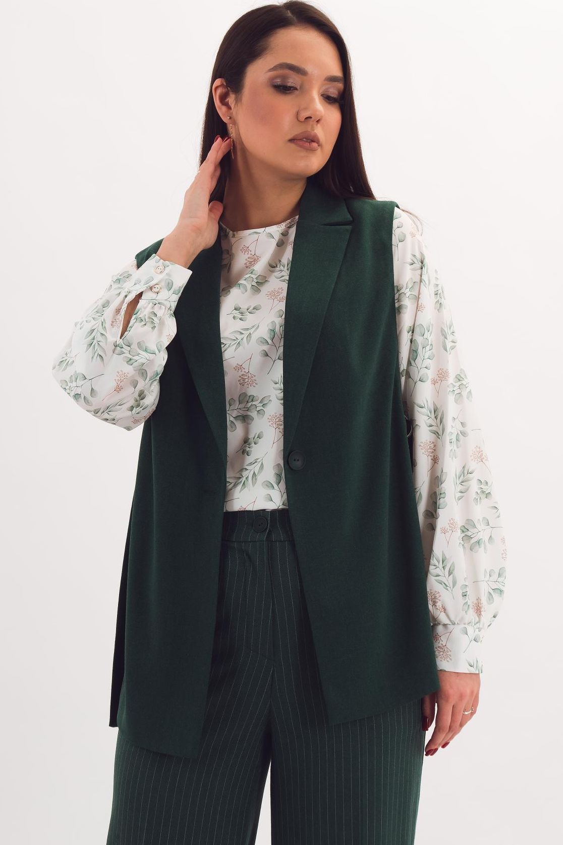 Жилет тёмно-зелёный в полоску Braslava