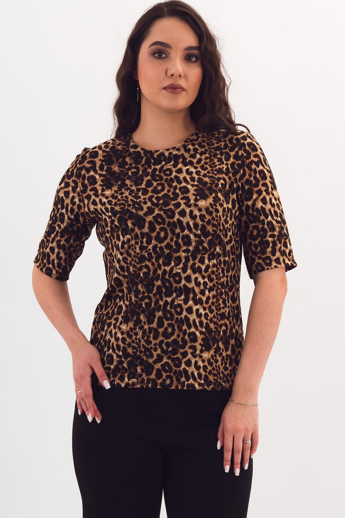 Футболка трикотажная с леопардовым принтом Braslava