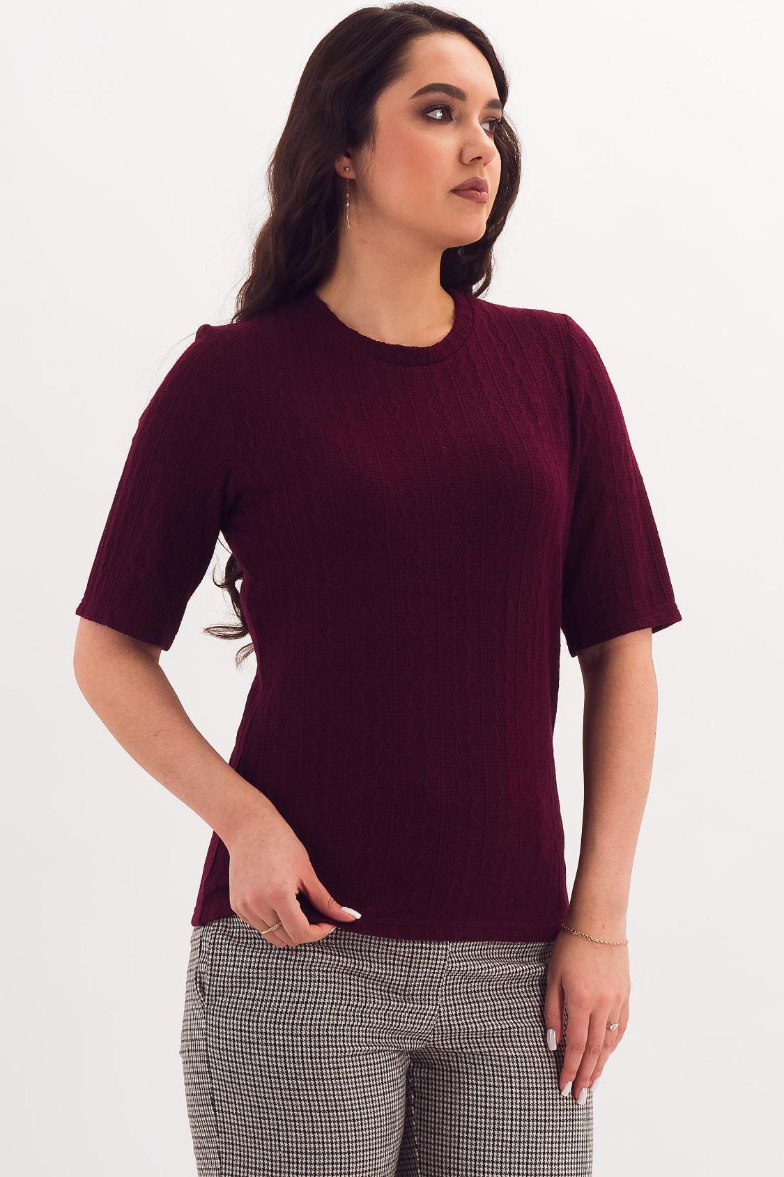 Футболка вязаная бордового цвета Braslava
