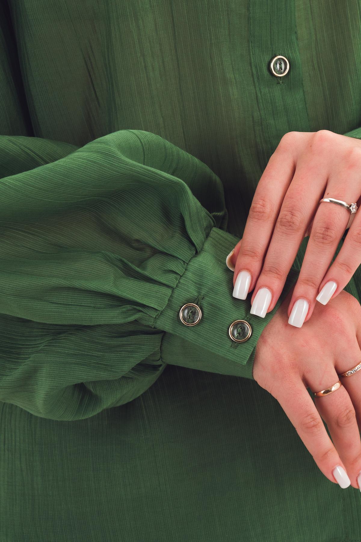 Блузка зелёная со съёмным бантом Braslava(фото6)