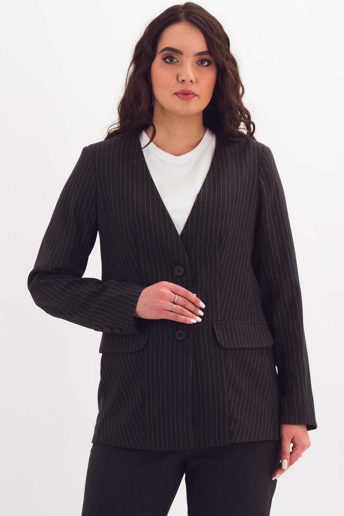 Жакет тёмно-серый в полоску Braslava