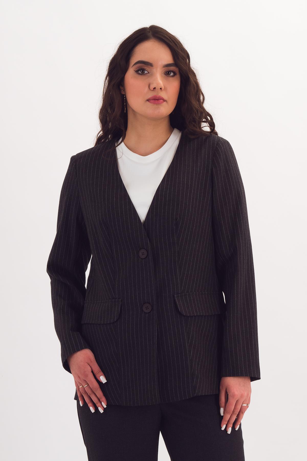Жакет тёмно-серый в полоску Braslava(фото3)