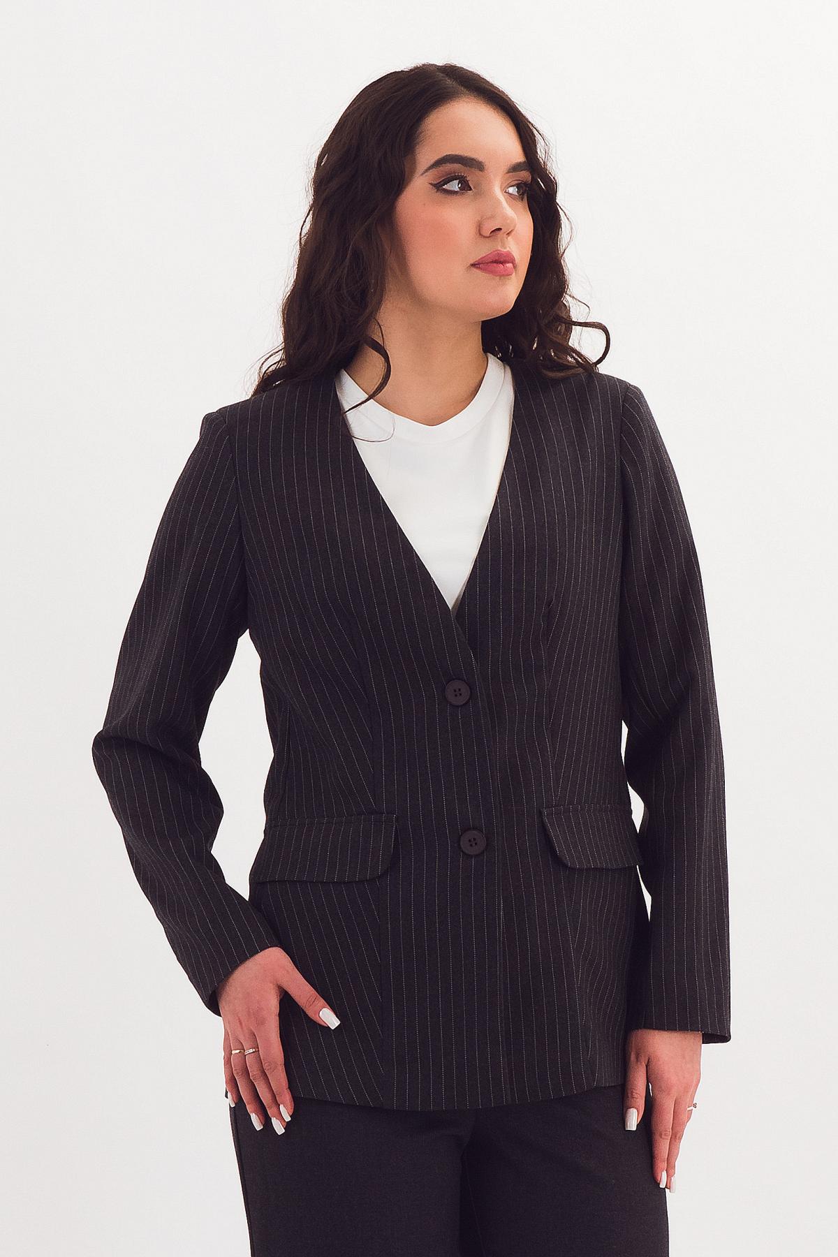 Жакет тёмно-серый в полоску Braslava(фото5)