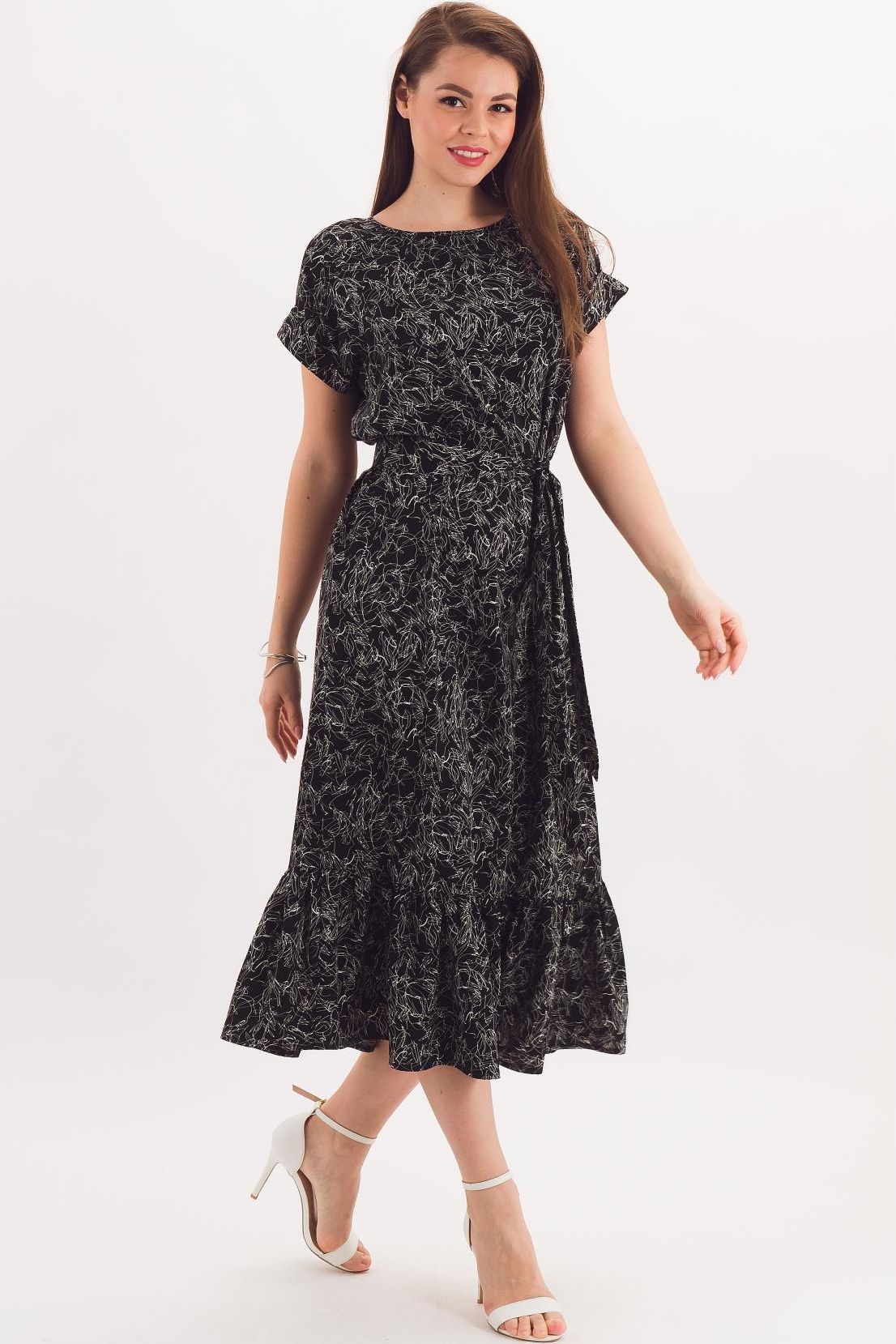 Платье чёрное с поясом Braslava