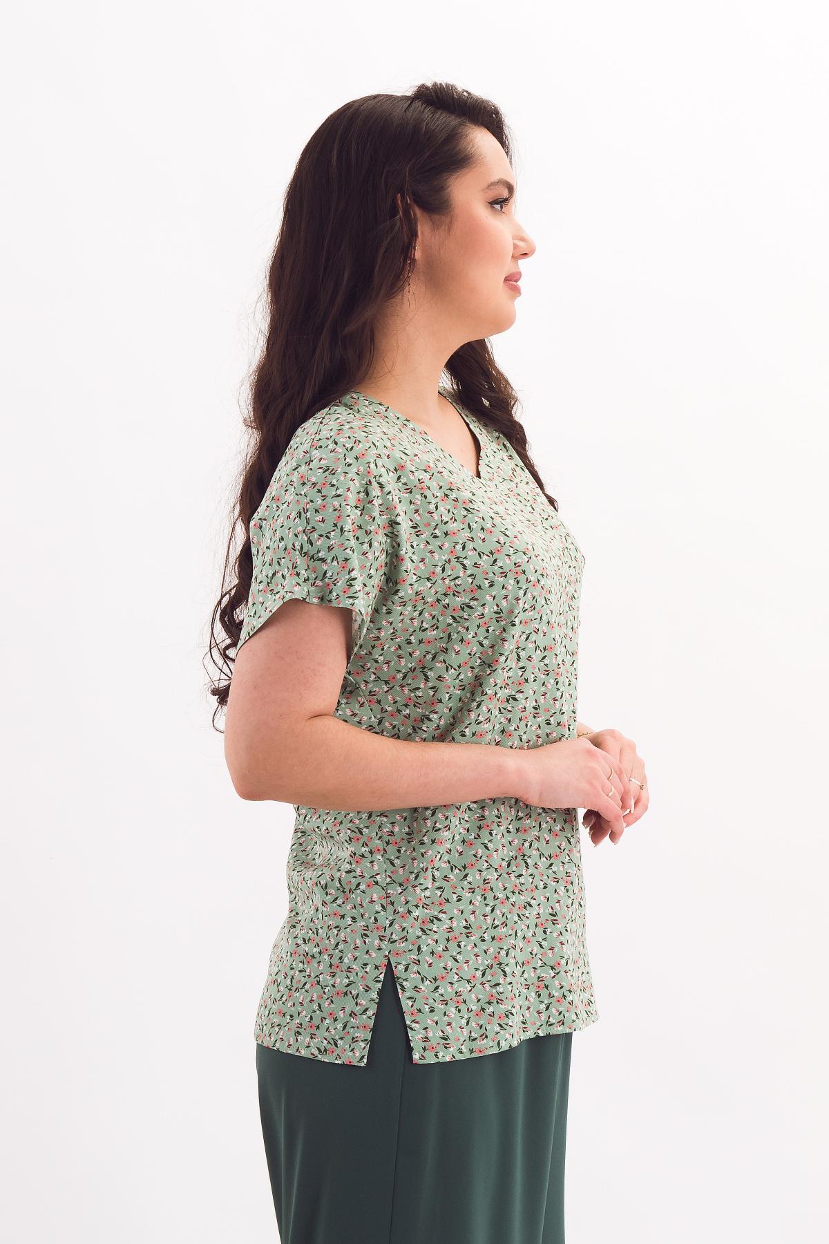 Блузка зелёная с цветочным принтом Braslava(фото4)