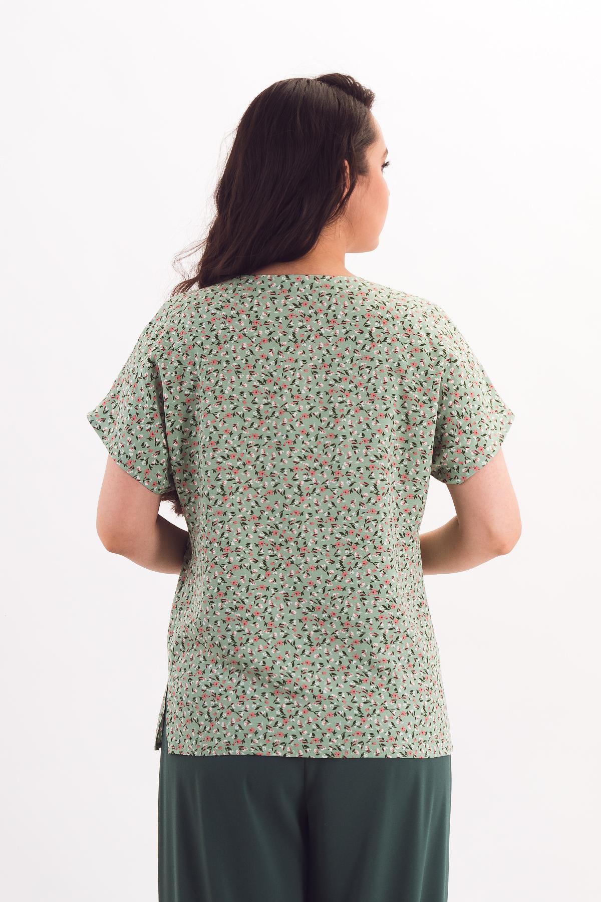 Блузка зелёная с цветочным принтом Braslava(фото6)
