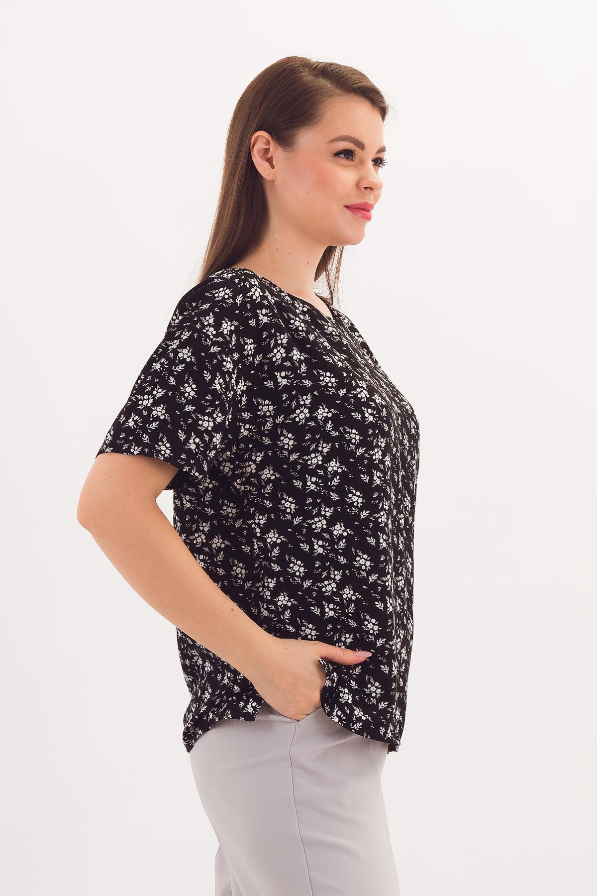 Блузка чёрная с цветочным принтом Braslava(фото4)