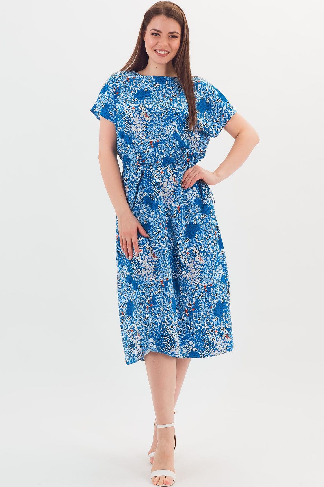 Платье синее с кулиской Braslava