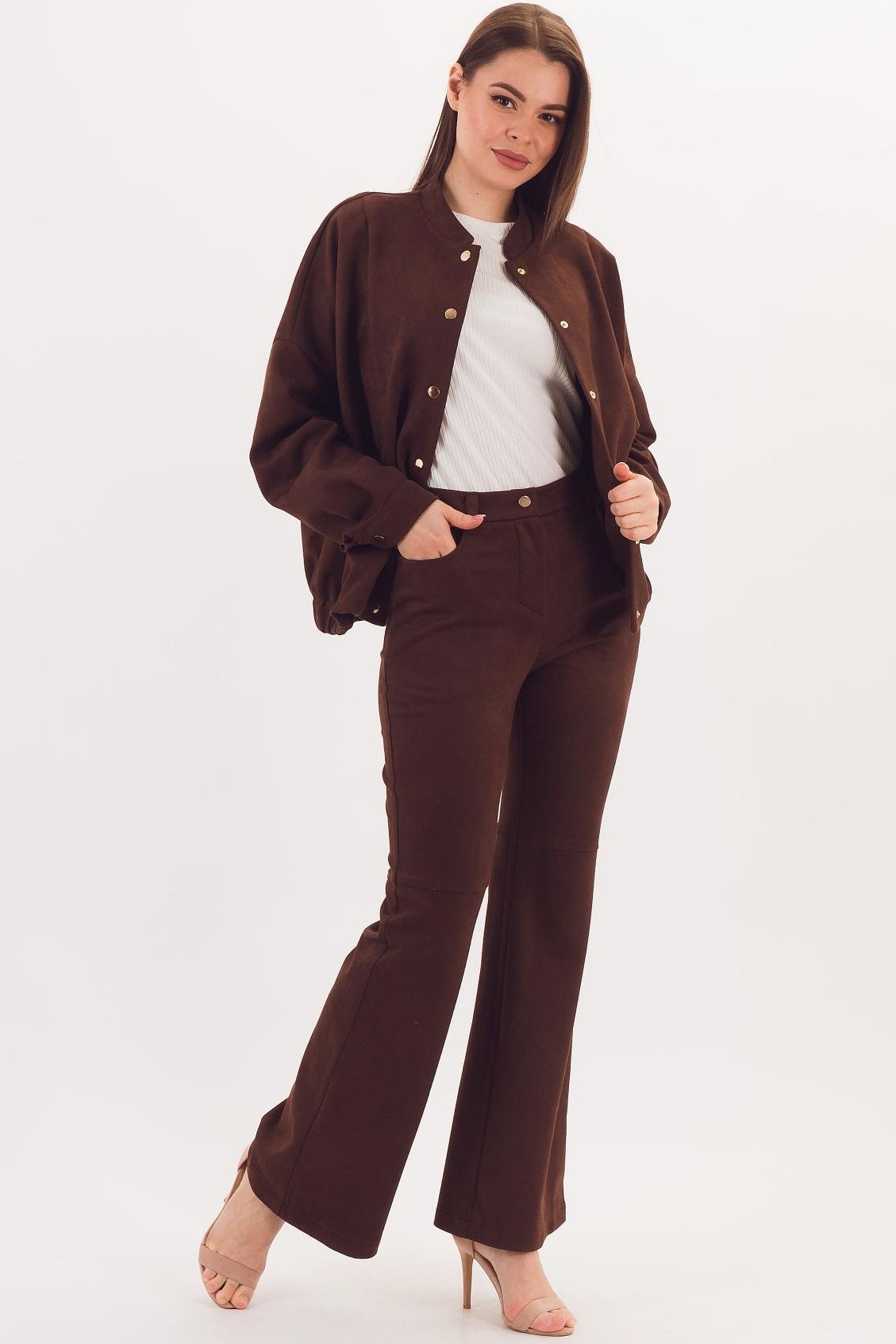 Брюки клёш коричневые Braslava