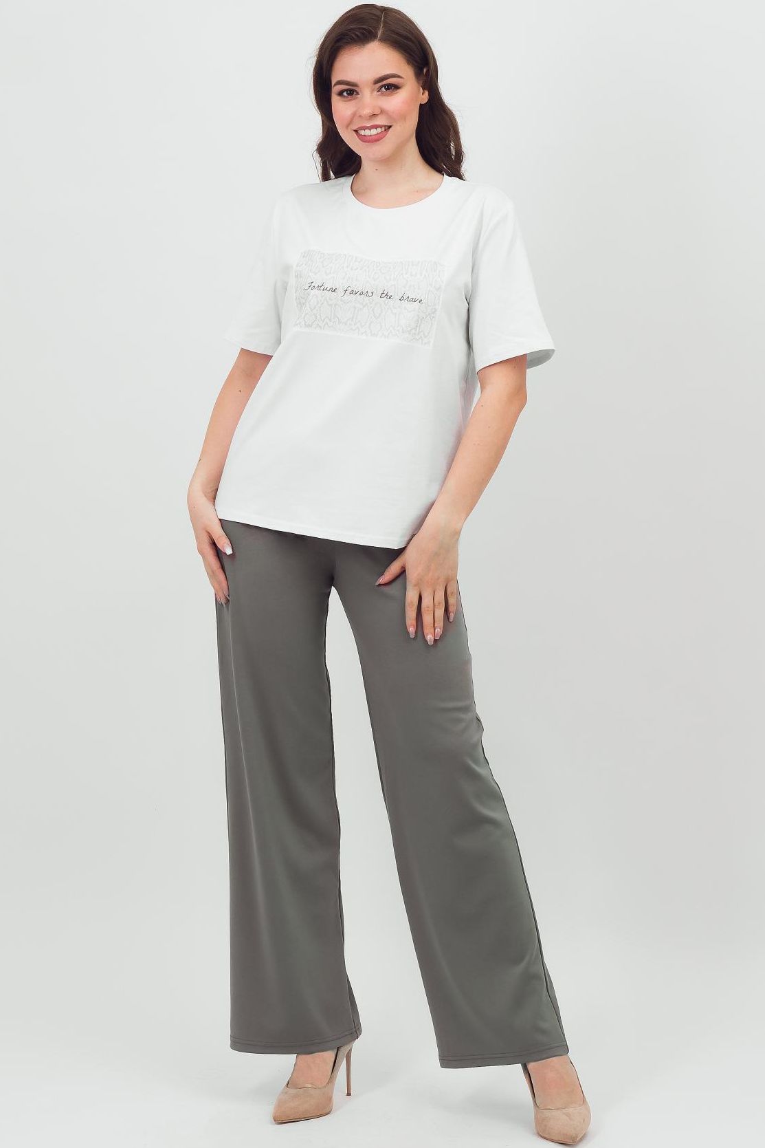 Брюки трикотажные в цвете капучино Braslava