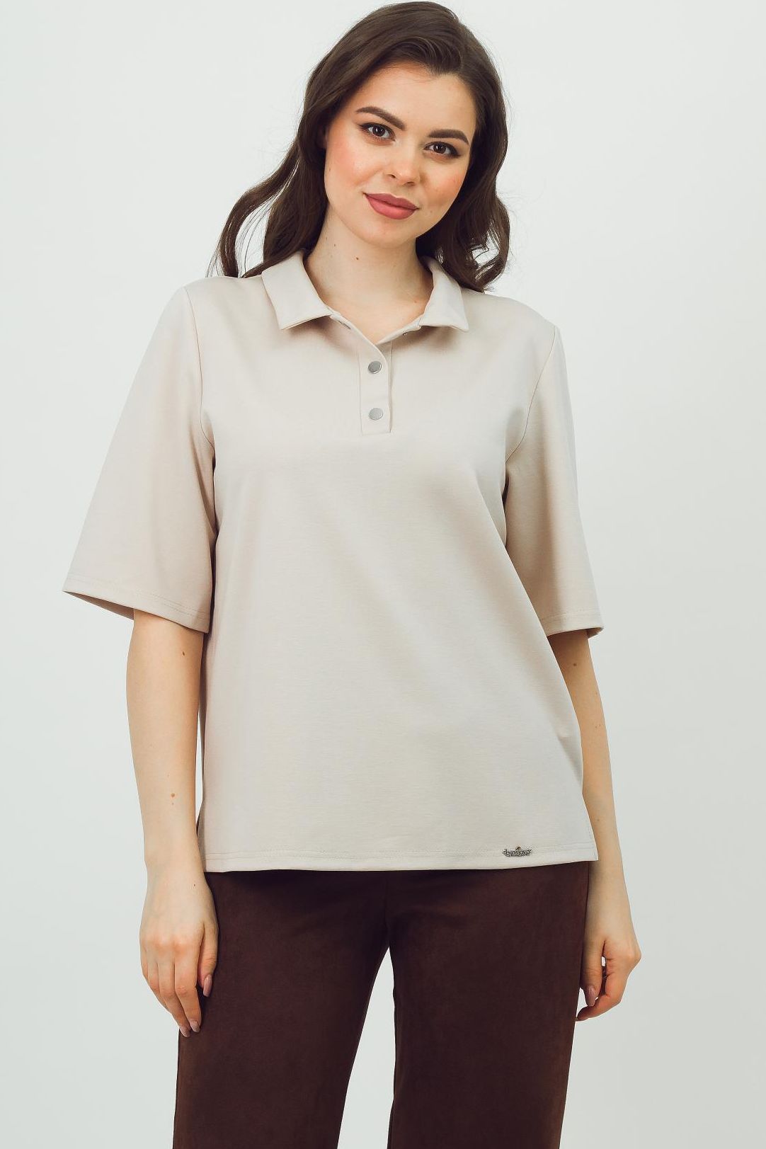 Футболка-поло трикотажная бежевая Braslava