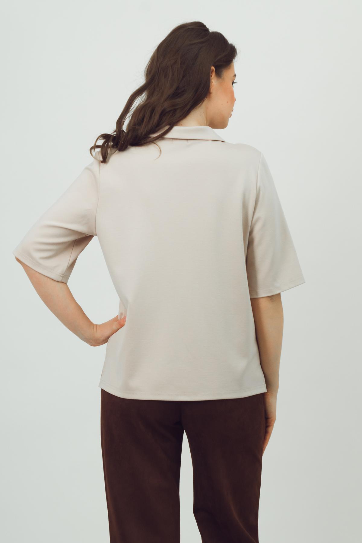 Футболка-поло трикотажная бежевая Braslava(фото4)