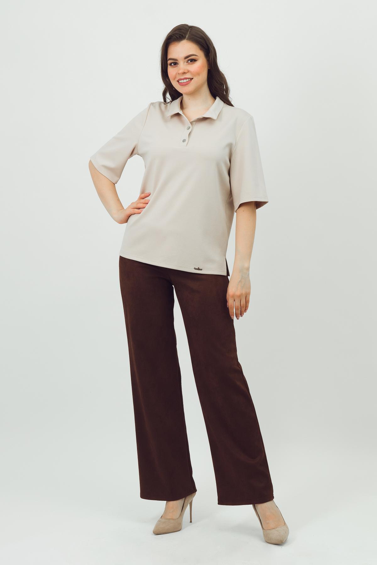 Футболка-поло трикотажная бежевая Braslava(фото2)