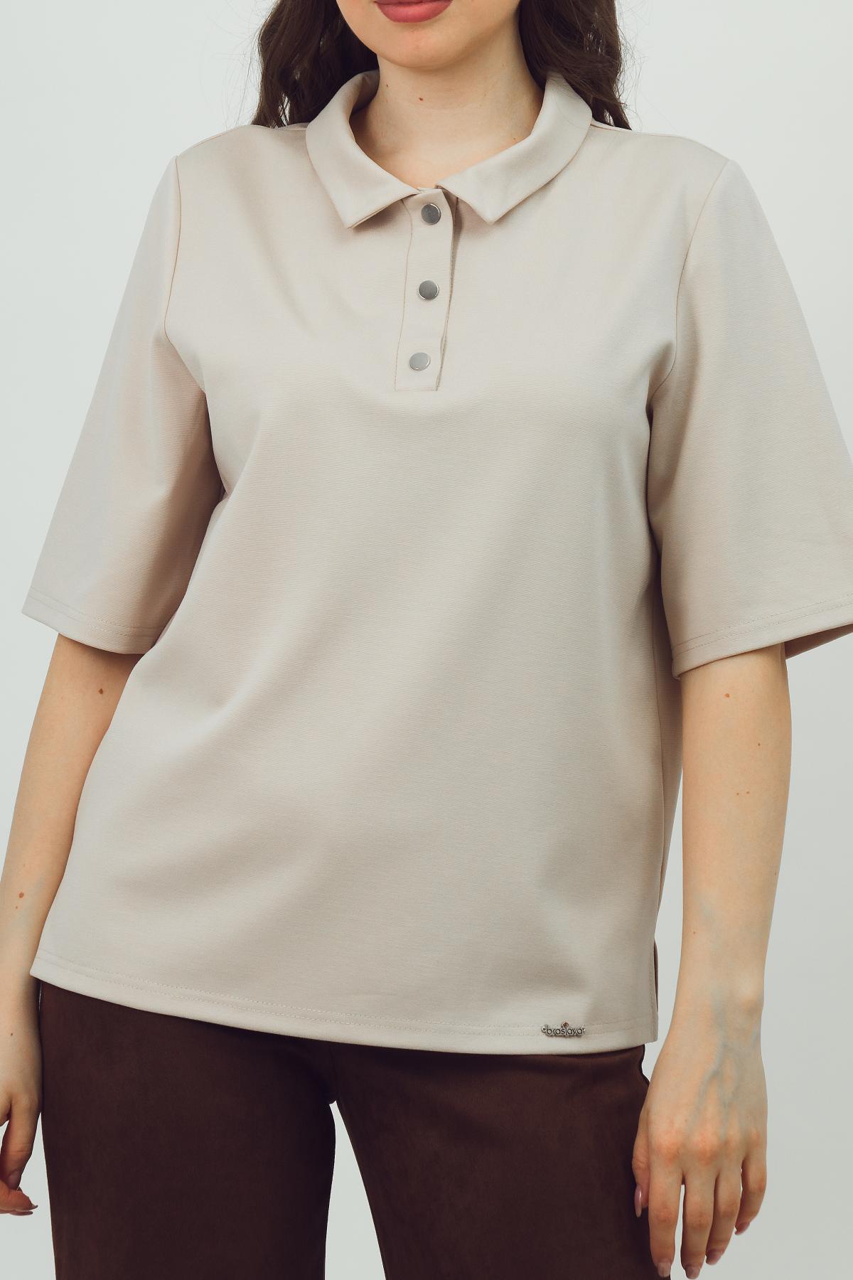 Футболка-поло трикотажная бежевая Braslava(фото3)