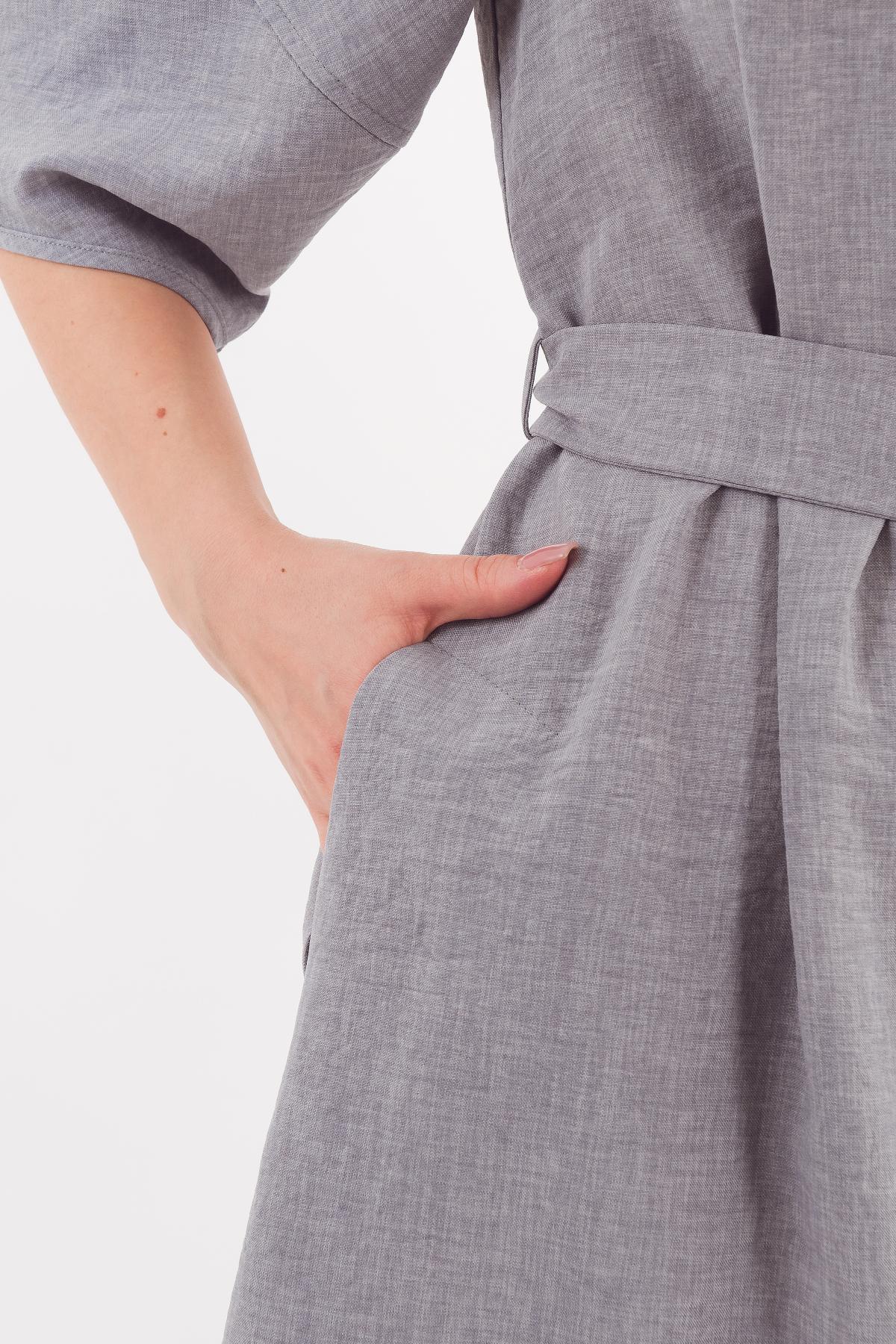 Платье длинное серое с поясом Braslava(фото3)