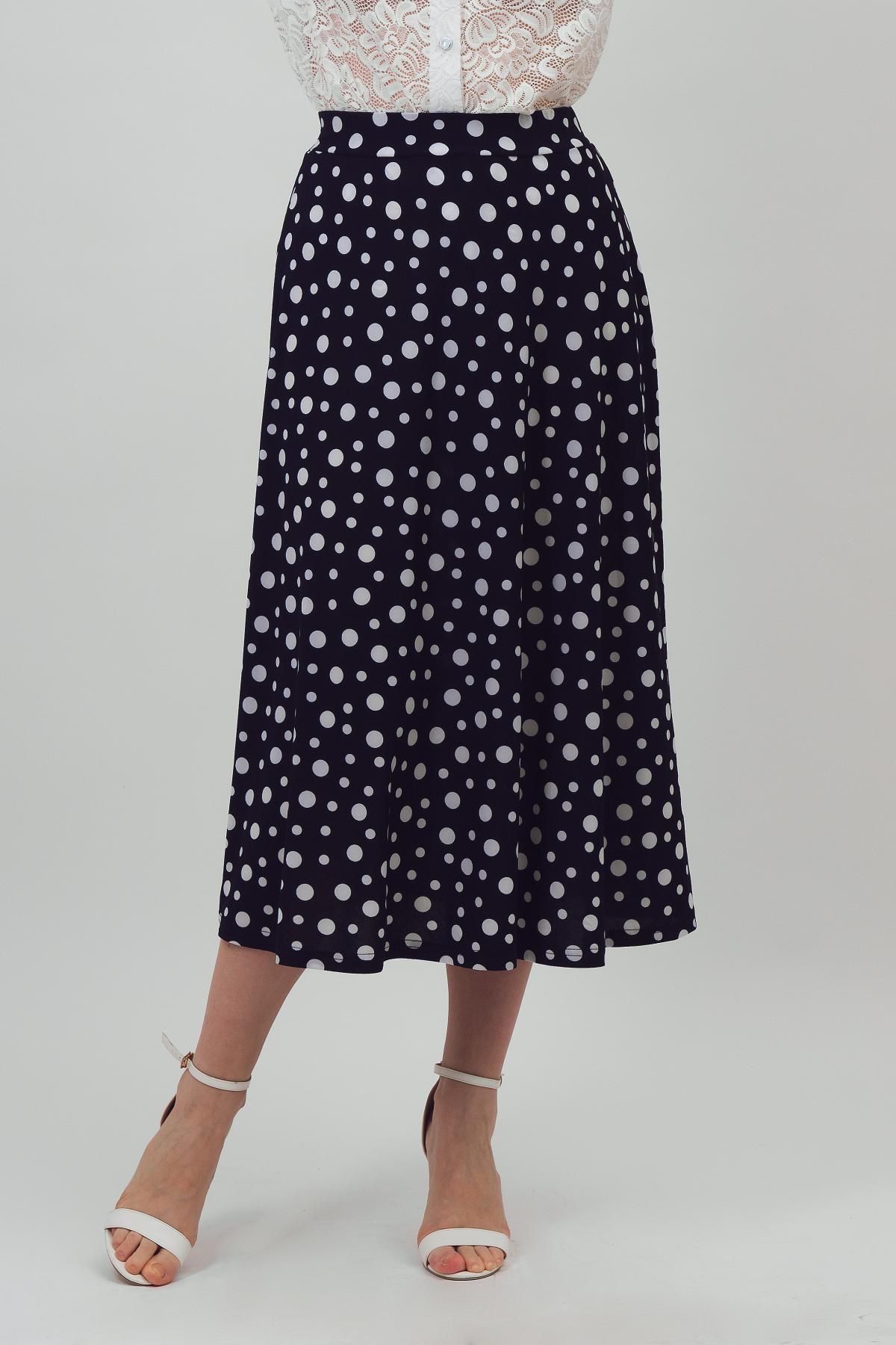 Юбка трикотажная тёмно-синяя в горошек Braslava(фото2)