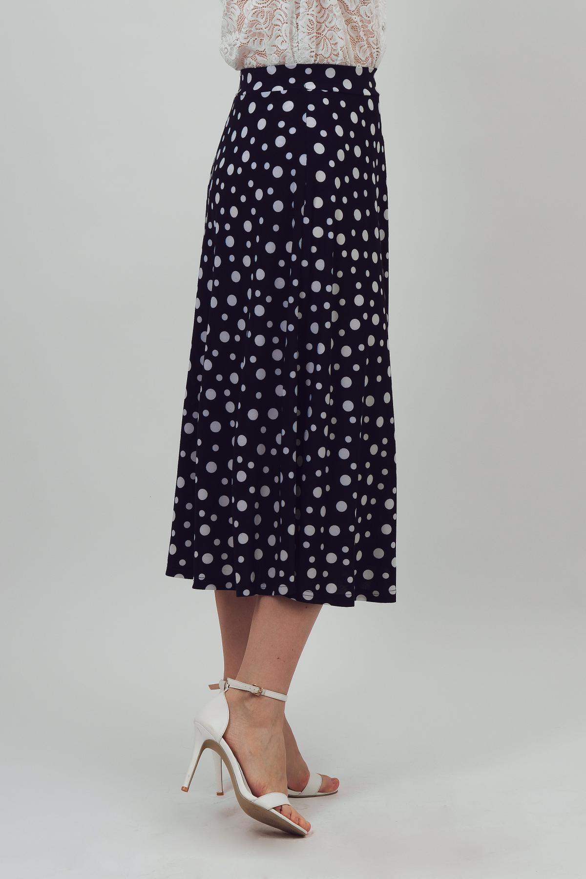 Юбка трикотажная тёмно-синяя в горошек Braslava(фото3)