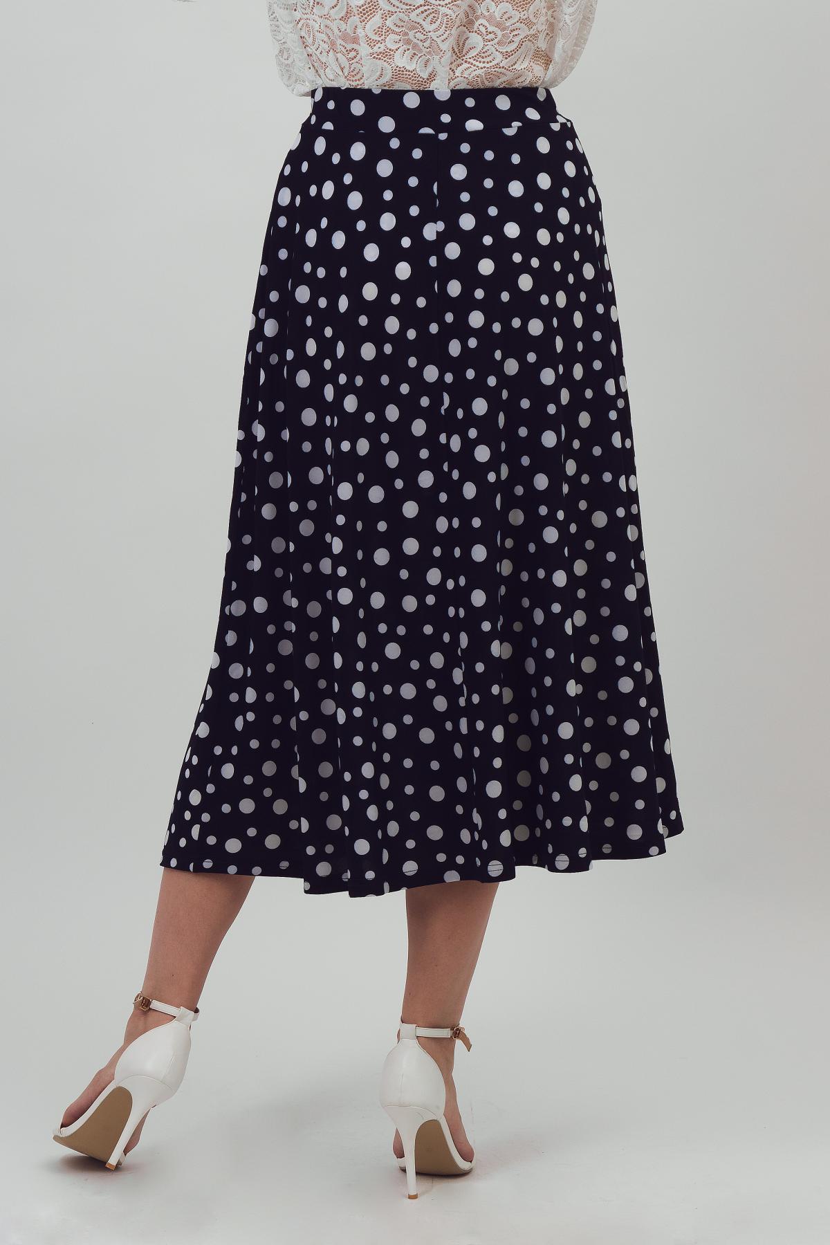 Юбка трикотажная тёмно-синяя в горошек Braslava(фото4)