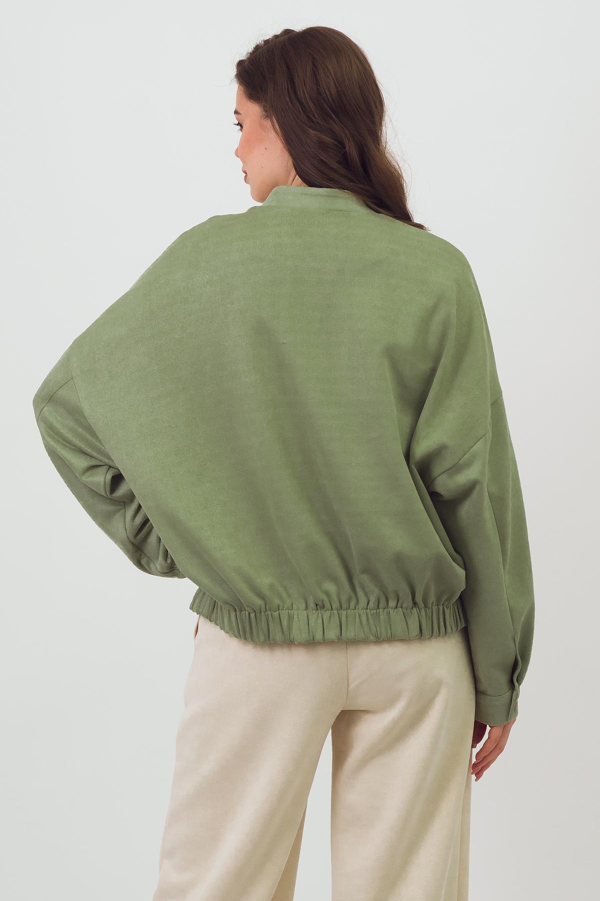 Бомбер светло-зелёный из искусственной замши Braslava(фото6)