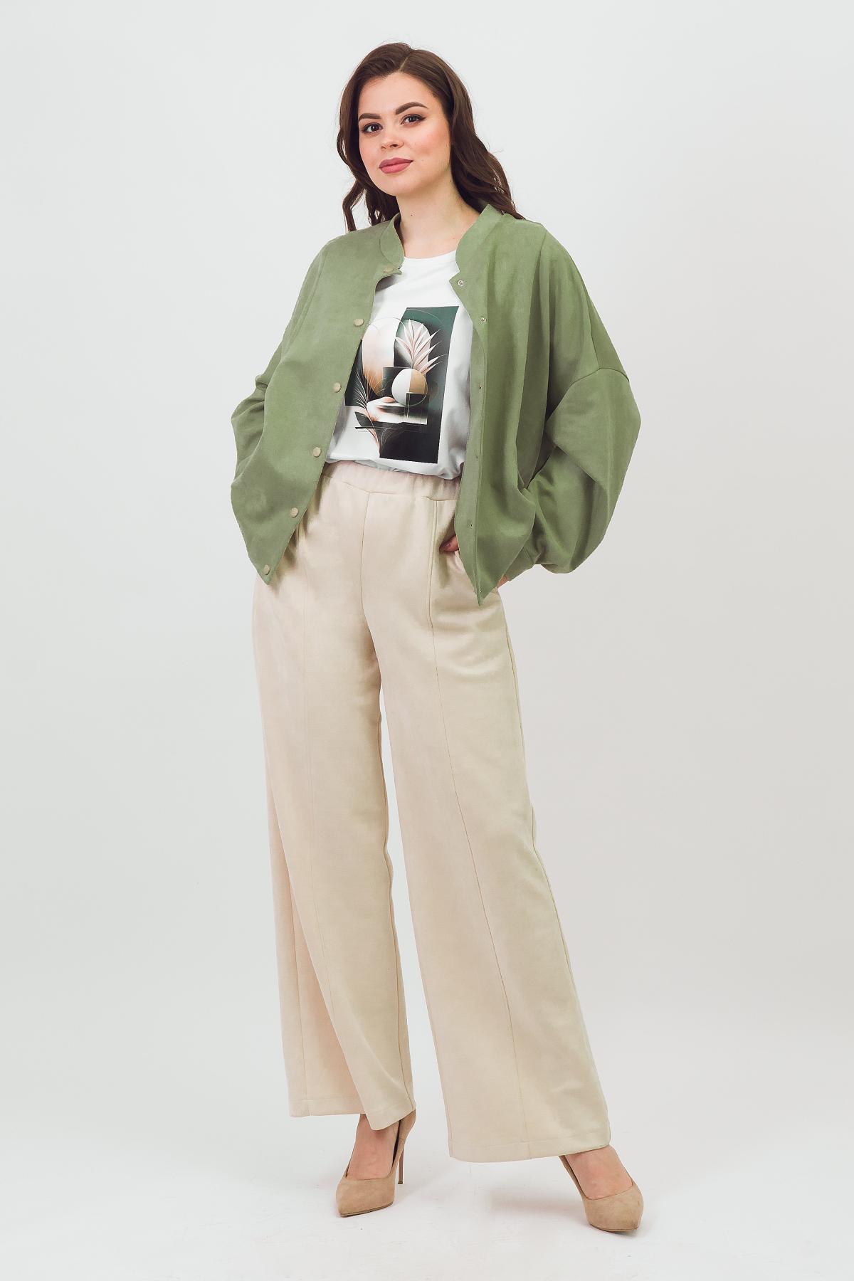 Бомбер светло-зелёный из искусственной замши Braslava(фото2)