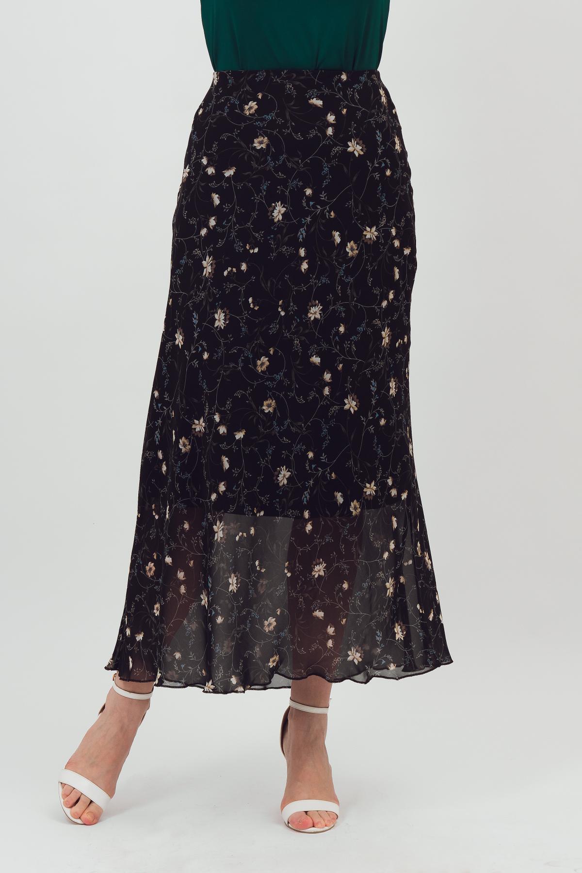 Юбка шифоновая чёрная с принтом Braslava(фото2)