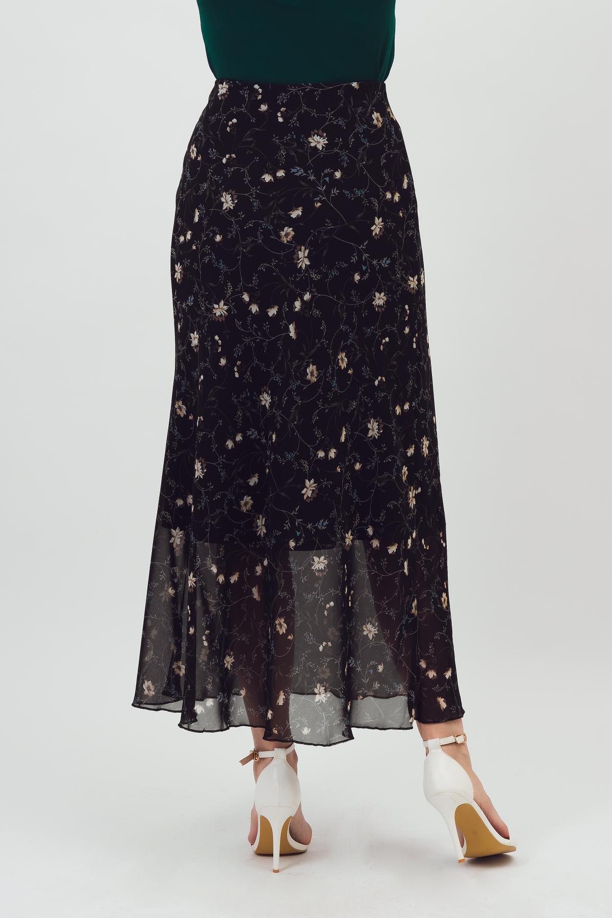 Юбка шифоновая чёрная с принтом Braslava(фото4)