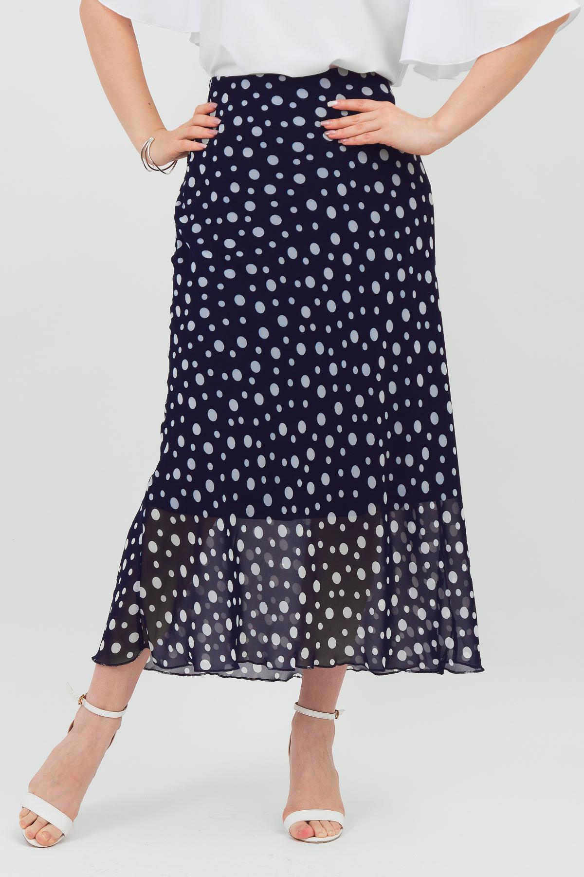 Юбка шифоновая тёмно-синяя в горошек Braslava(фото2)