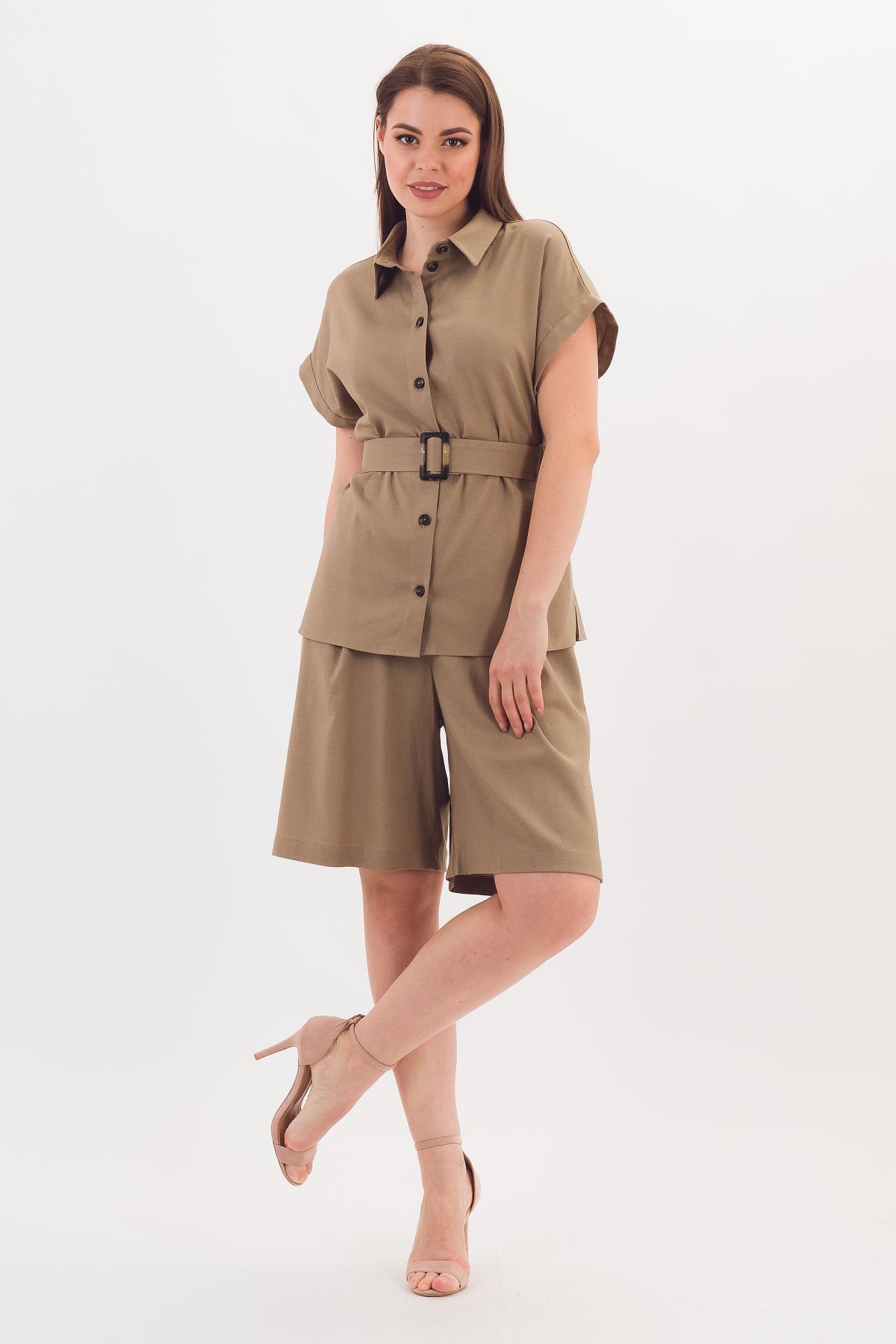 Рубашка льняная тёмно-бежевая Braslava(фото2)