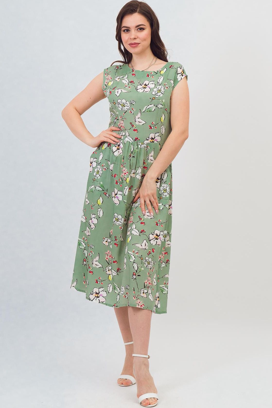 Платье зелёное с карманами Braslava