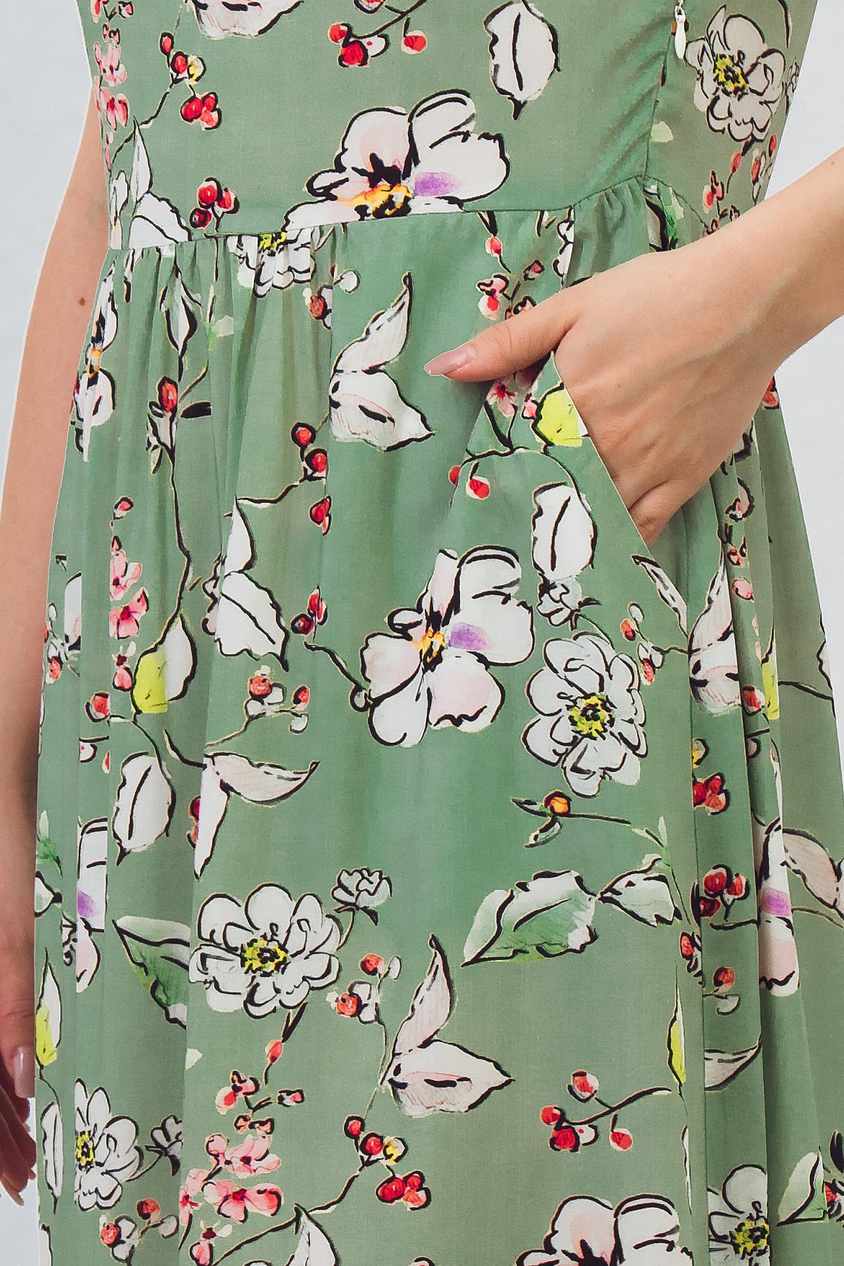 Платье зелёное с карманами Braslava(фото3)