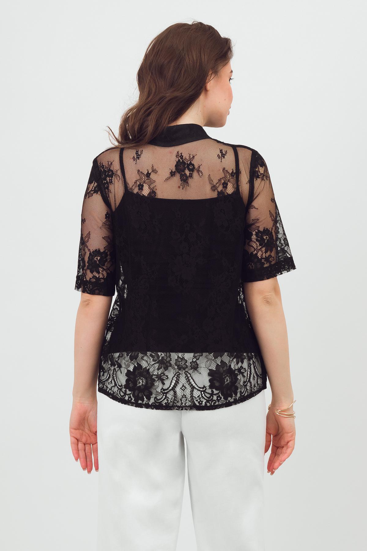 Рубашка чёрная кружевная Braslava(фото6)