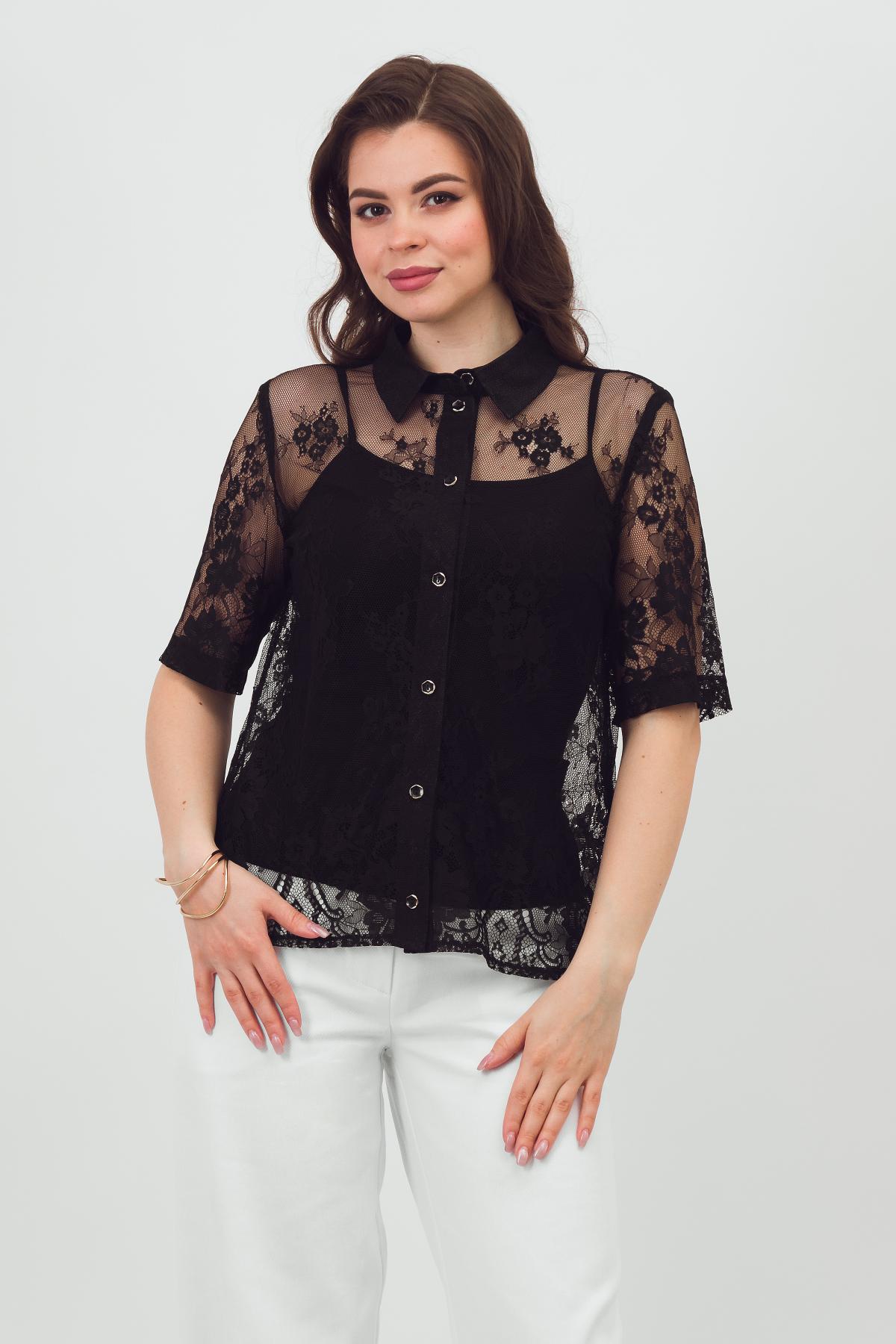 Рубашка чёрная кружевная Braslava(фото3)