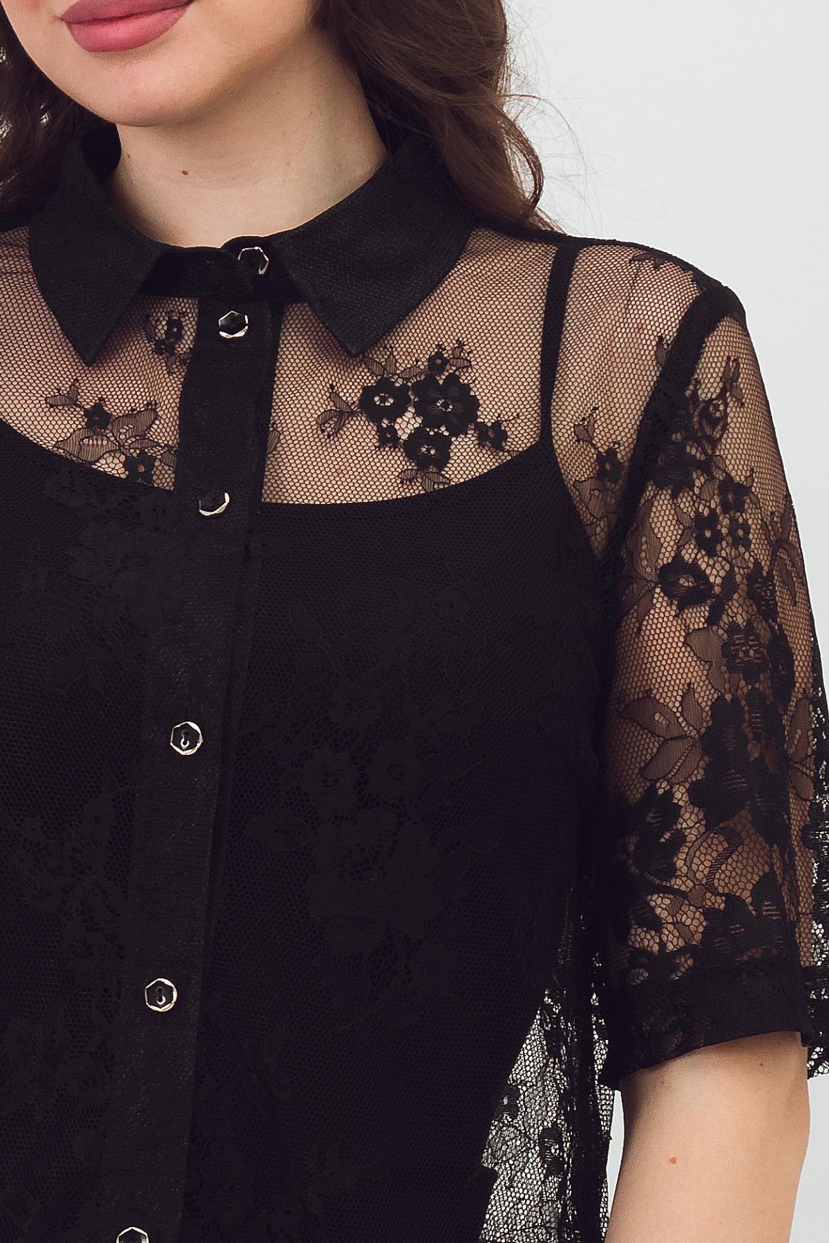 Рубашка чёрная кружевная Braslava(фото4)