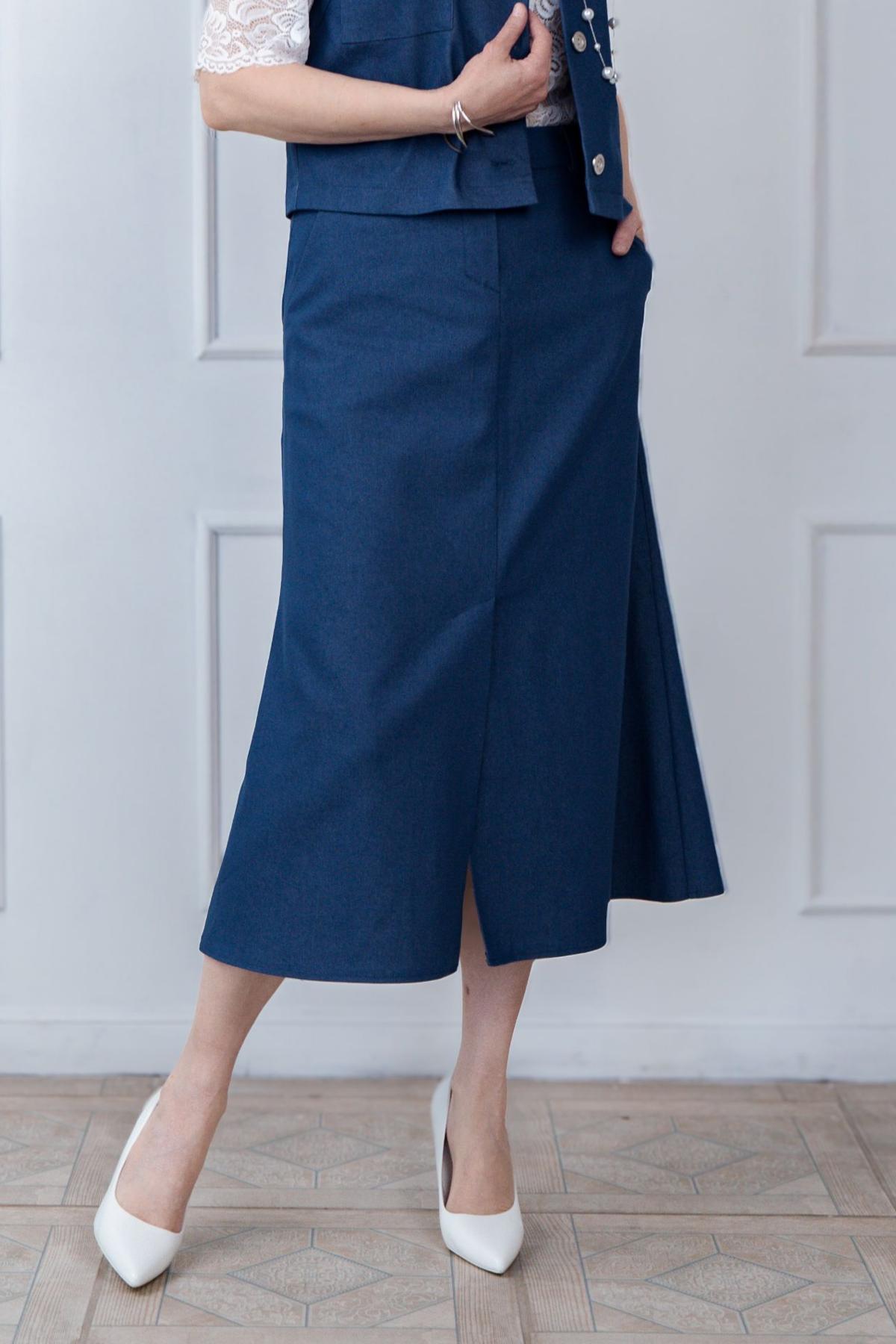 Юбка-годе светло-синяя с карманами Braslava(фото3)