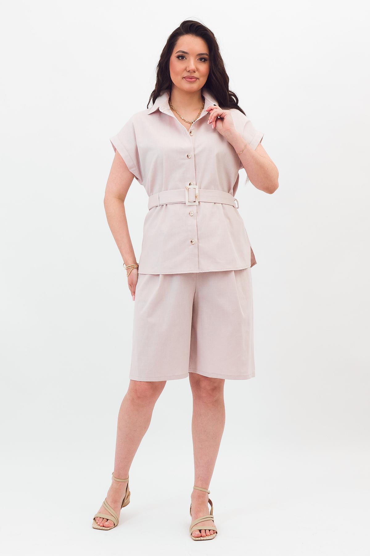 Шорты-бермуды льняные светло-бежевые Braslava(фото3)