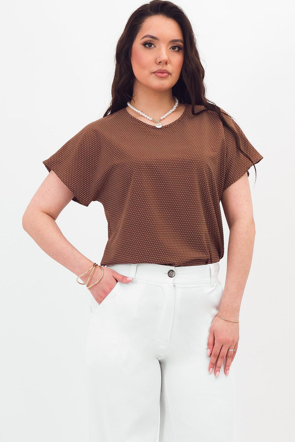 Блузка коричневая в горошек Braslava