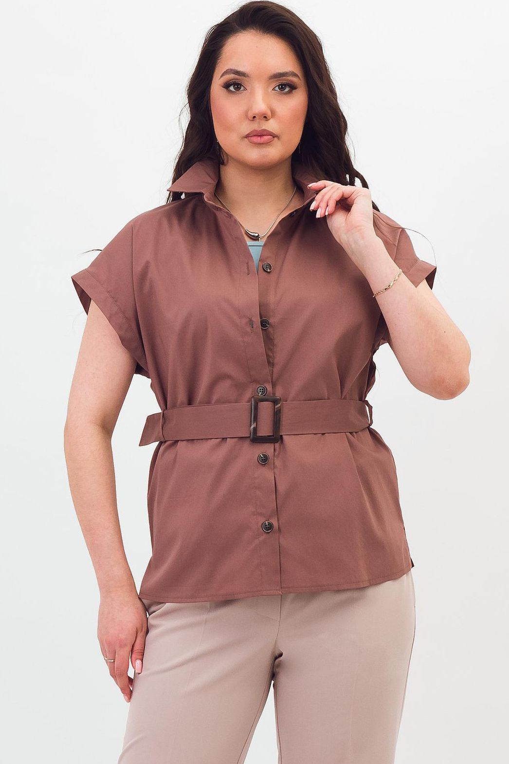 Рубашка светло-шоколадного цвета из хлопка Braslava