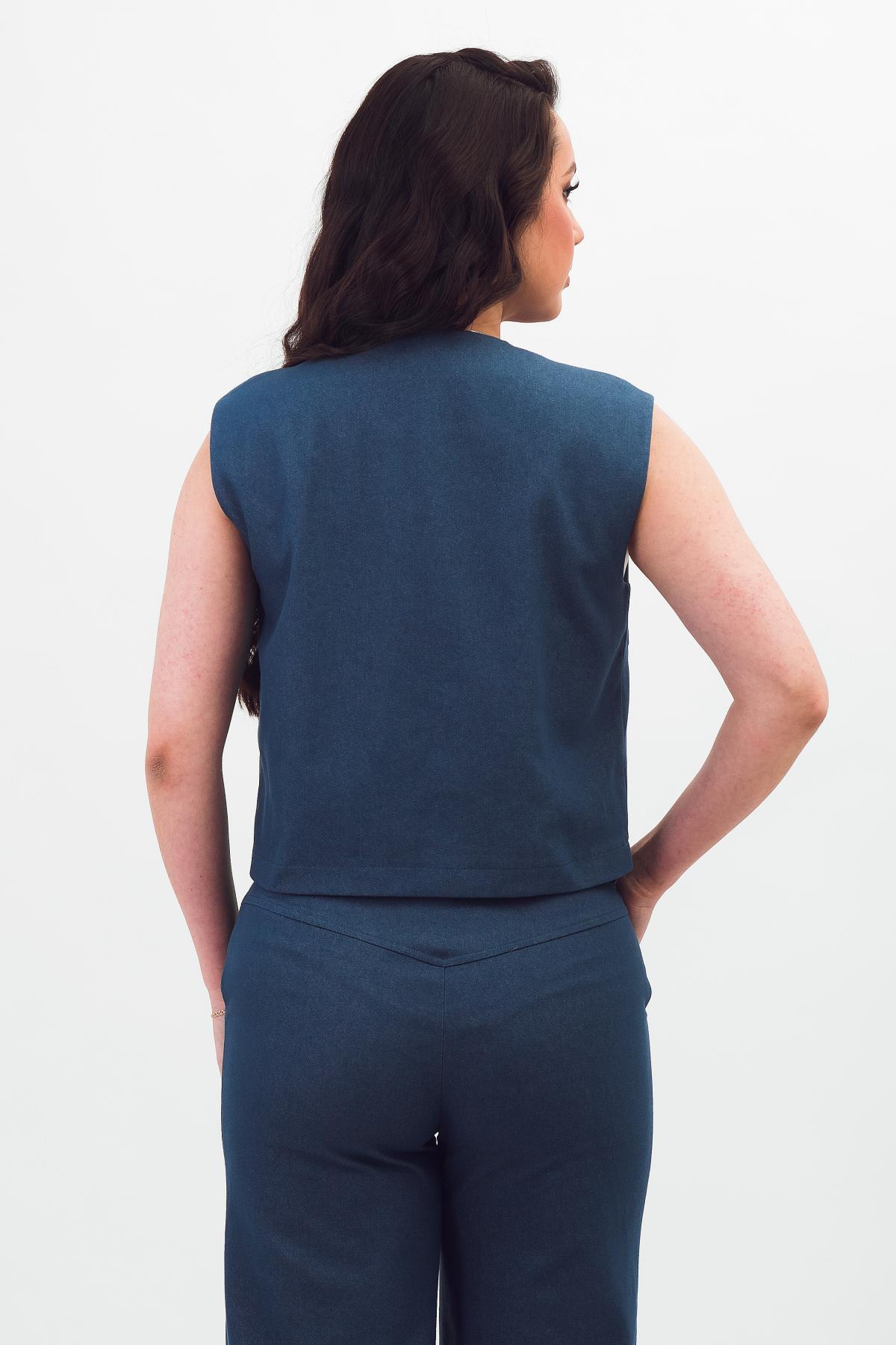 Жилет укороченный светло-синий Braslava(фото5)